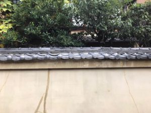 土塀の瓦の復旧工事　②　京都市上京区（施行編）