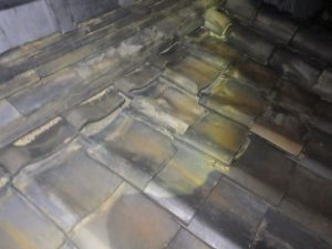 京都市南区にて瓦屋根の雨漏り修理　①（現場調査）